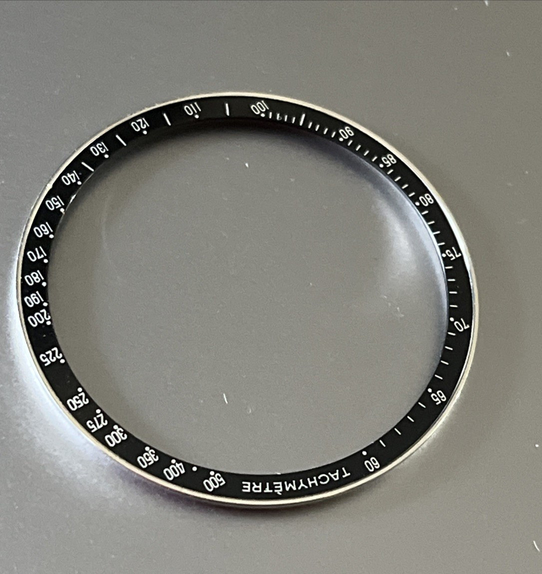 TAG Heuer Watch Bezel Tachymeter Black Silver Polished Diameter 40 mm Authentic