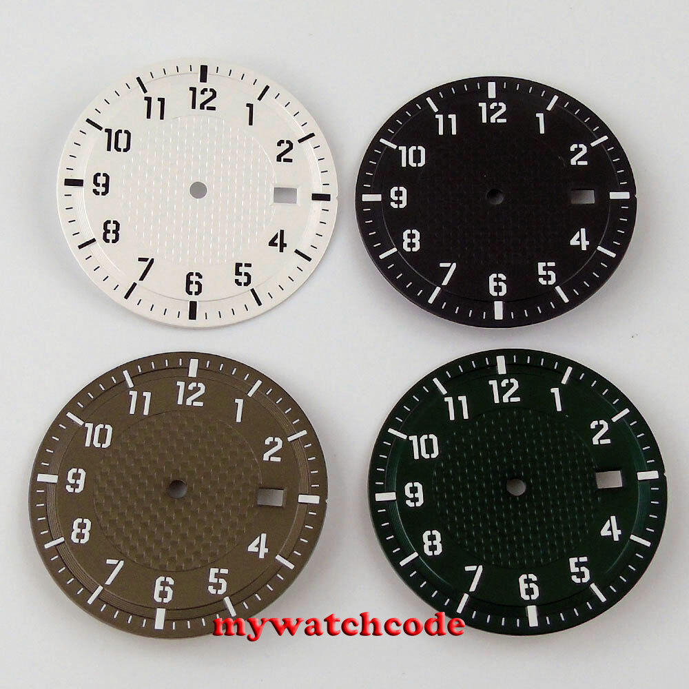 34mm white black green dial luminous marks fit NH35 NH36 automatic movement