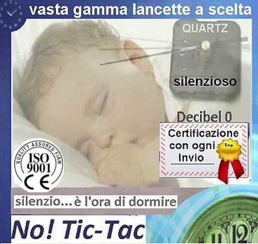 L3: OROLOGIO PARETE SILENZIOSO Lancette Max 28 cm MECCANISMO filettatura MED E16