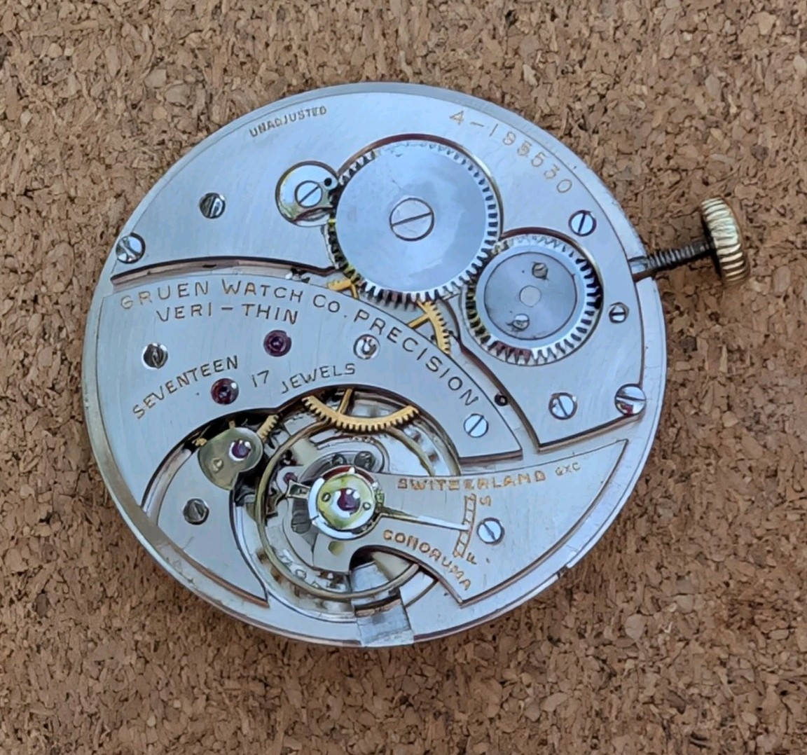 Genuine Gruen 17j O/F Movement (cal.385) in Running Order – Nice!!