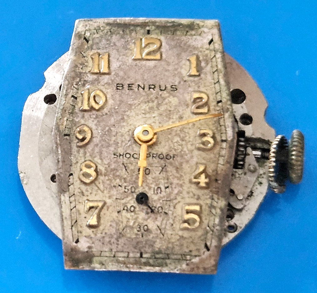 BENRUS AT12 15J Watch Movement (REMOVED FROM GOLD CASE) lot36