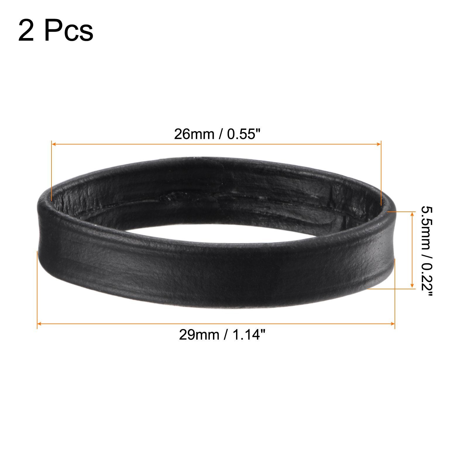 PU Leather Loops Retaining Ring Keeper for 26mm Width Watch Band, Black 2 Pcs