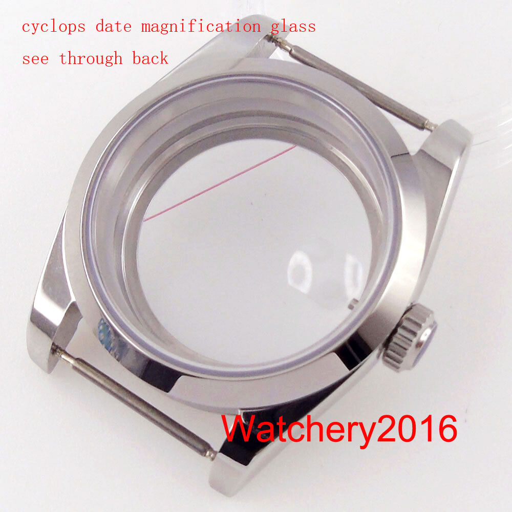 36mm Polish Watch Case Fit NH35 NH36A MIYOTA 8215 DG MINGZHU 2813 Green Gasket