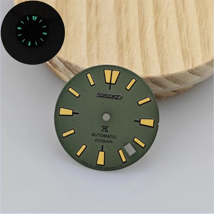 28.5mm Retro Watch Dial Green Luminous for Nh35 Nh36 Movement Watch Parts