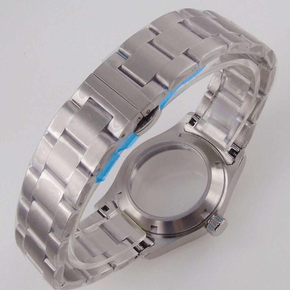 36mm Pilot Stainless Steel Sapphire Watch Case Fit NH35 NH36 ETA 2824 Glass Back