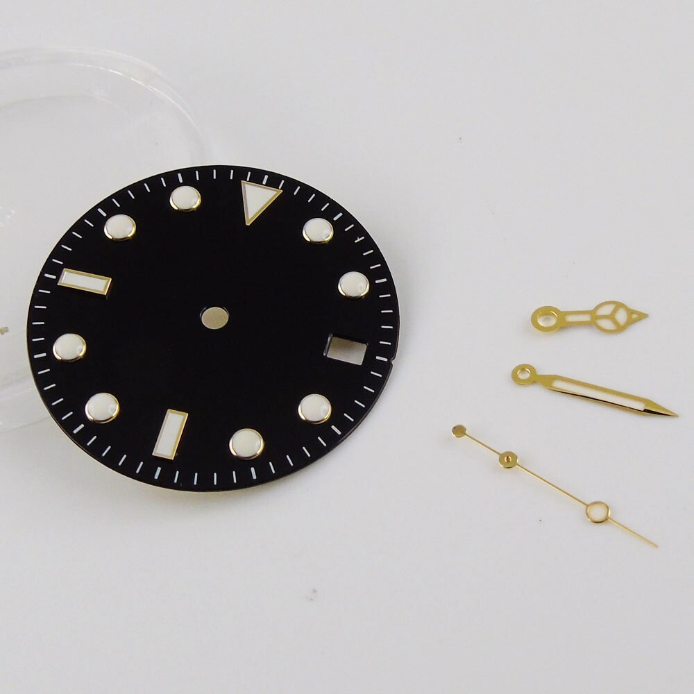29MM Fit NH35A NH36A Luminous Sunburst Watch Dial Hand Set Green Blue Grey Parts