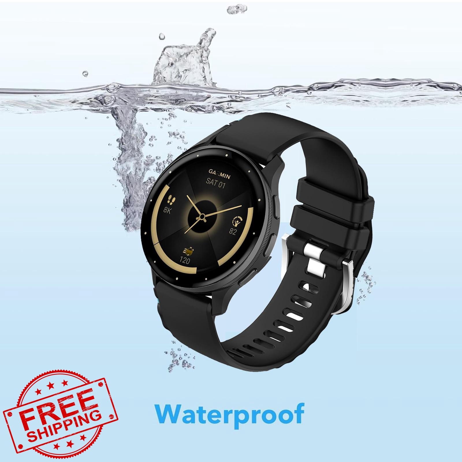 Xiaodib 18mm Bands Garmin Venu 3S 2S Vivoactive 4S Forerunner 265S Black