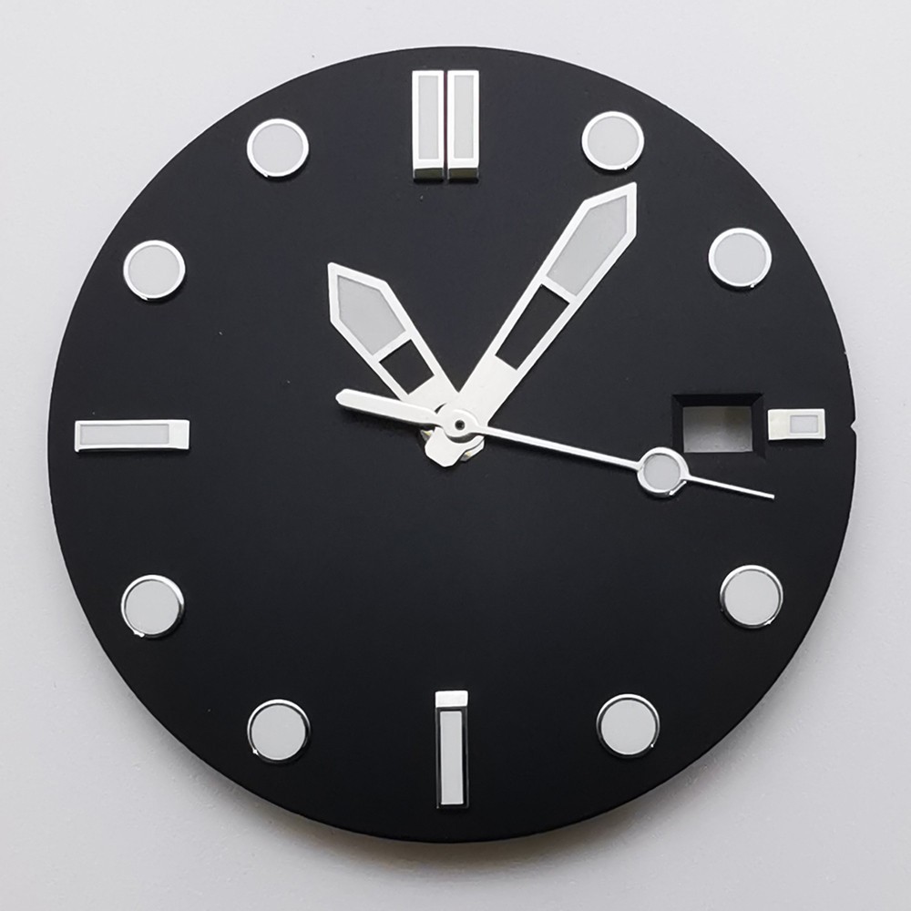 32mm black white blue green luminous watch dial hands fit NH35 movement
