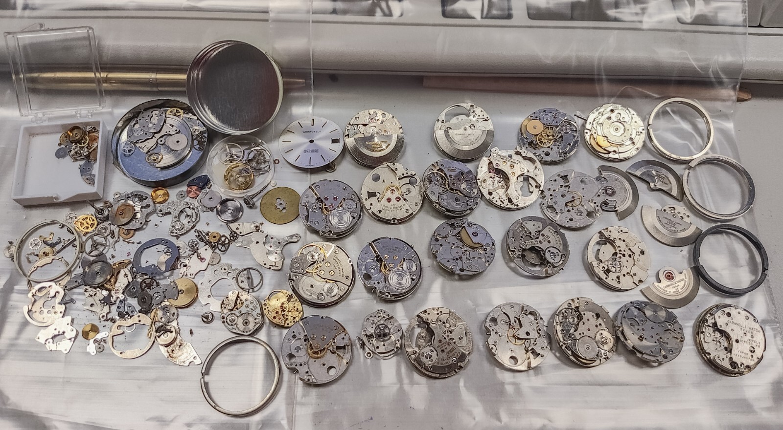Watchmakers Estate Lot – Caravelle 11DP Etc. Partial Watch Movements & Parts