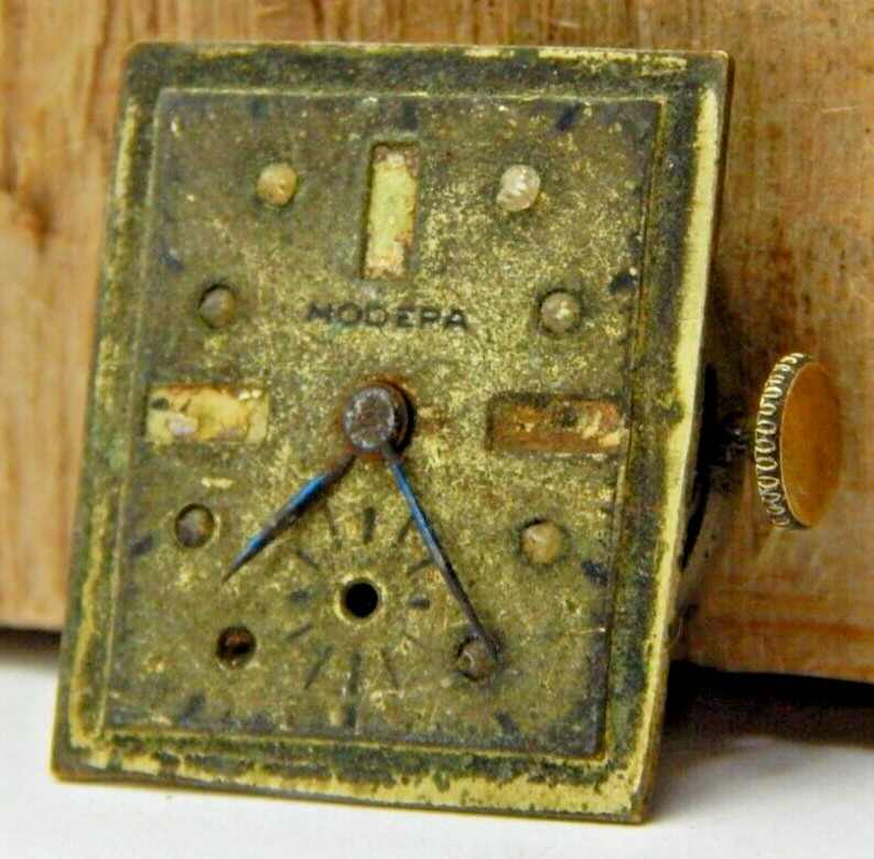 Vintage Astin Modepa 15 jewel men’s wrist watch movement with dial and hands