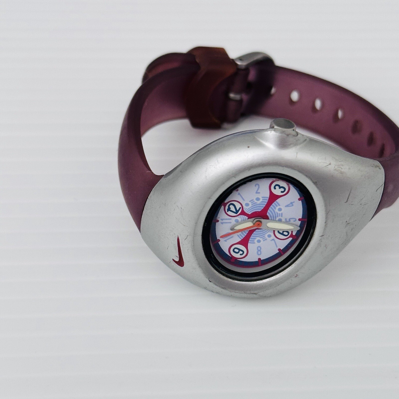 Vintage NIKE Triax Pink Sports Watch Splat – Silicone Band Silver – PARTS ONLY
