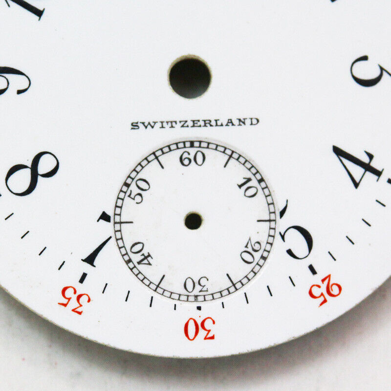 Tiffany & Co. 6/0 Size White Enamel Red Five-Minute Track Single Sunk Swiss Dial
