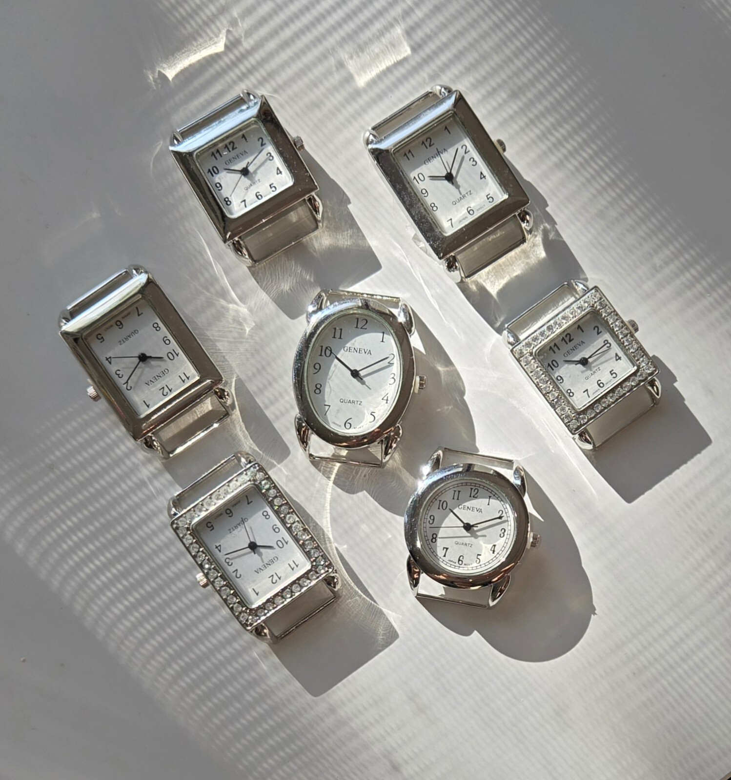 Watch Faces for Beading Ribbon Oval Rectangle Big Surface Battery 10 pcs