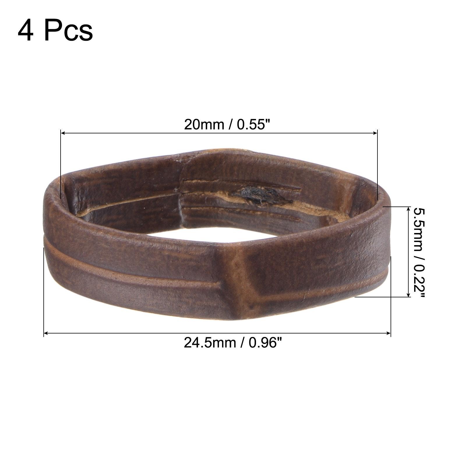 4 Pcs PU Leather Loops Retaining Ring for 20mm Width Watch Band, Dark Brown