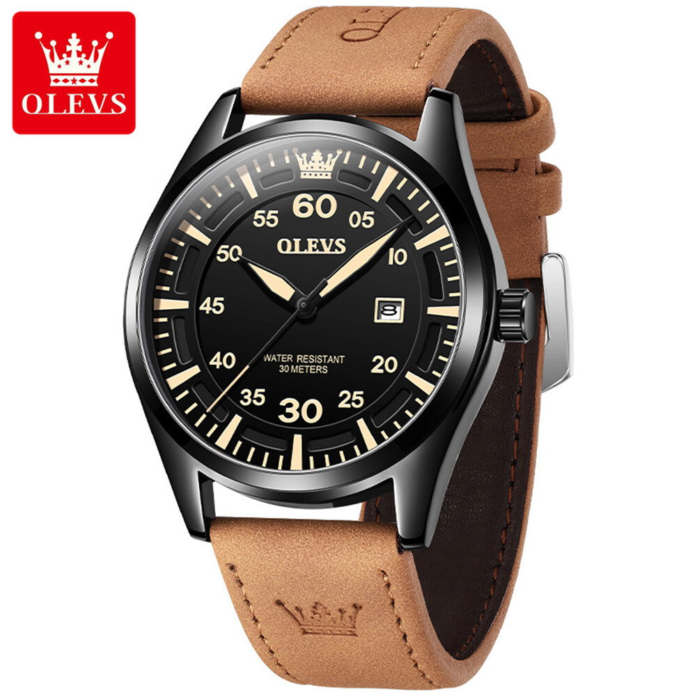 OLEVS Quartz Watch Date Display 3 ATM Waterproof Simple Fashion Men Wristwatch