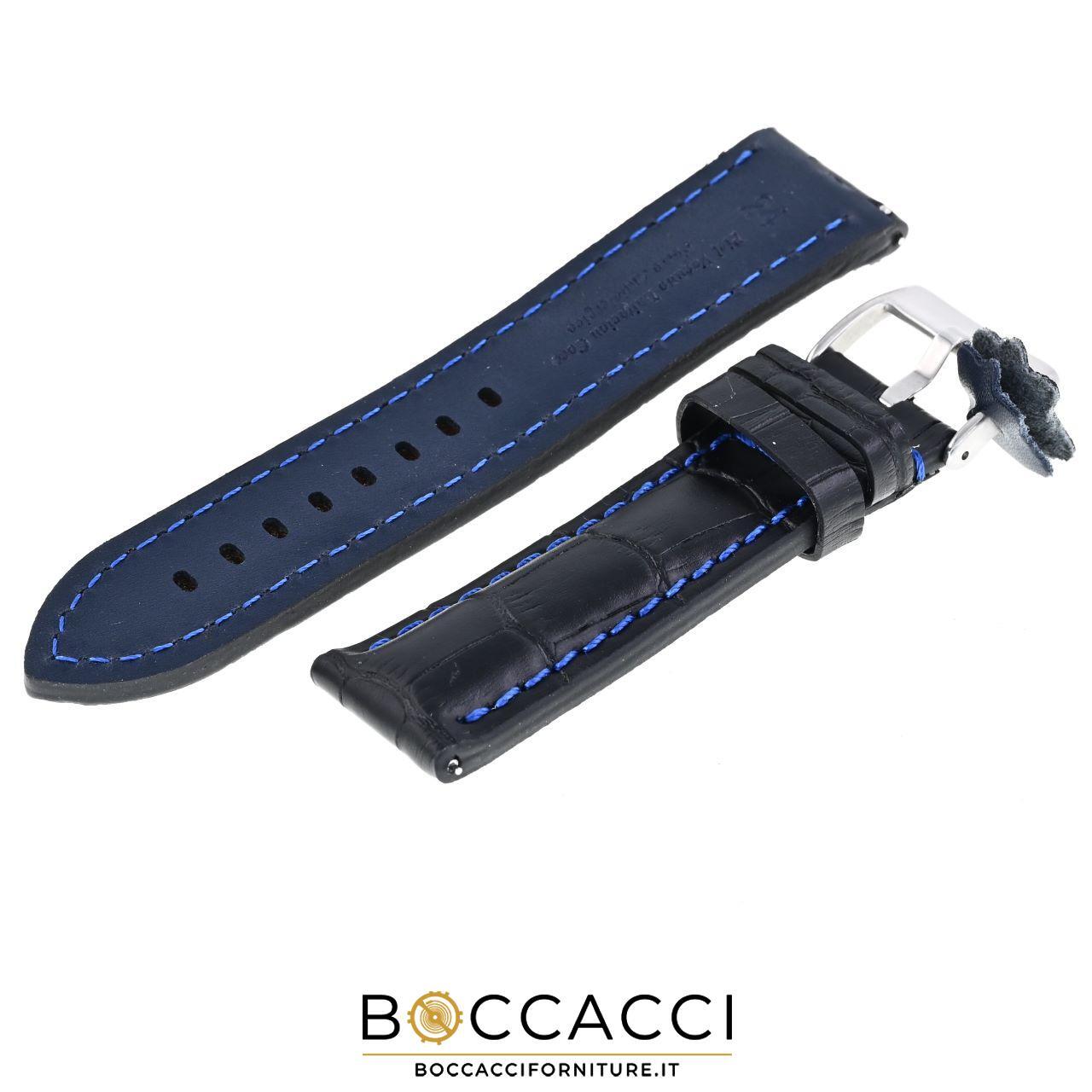 DILOY Easy Fit/Remove 24mm Black Leather Crocodile Print Padded Strap…