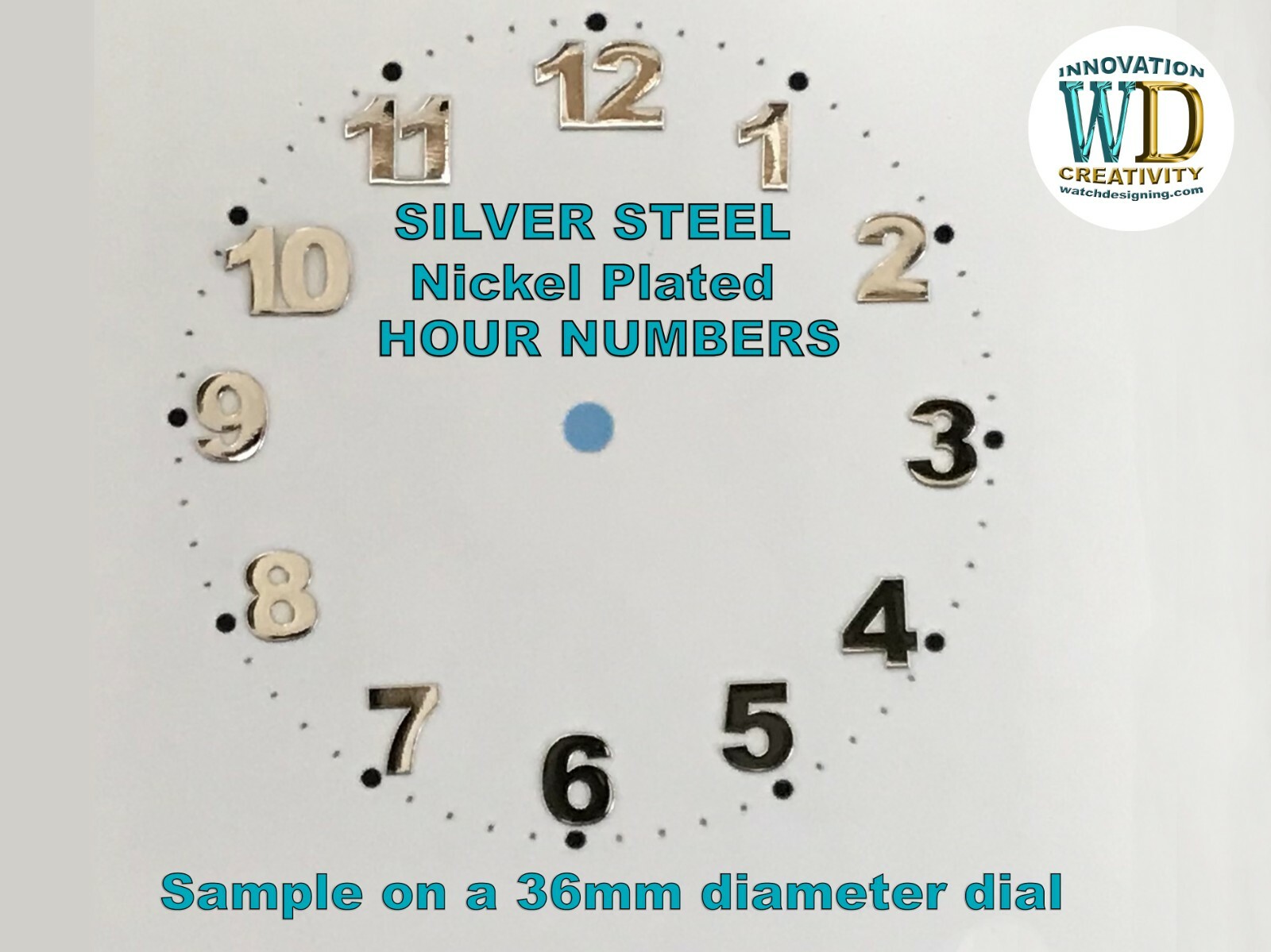 SILVER Nickel Plated Watch Dial Hour Markers Numbers Numerals dots Parts bars