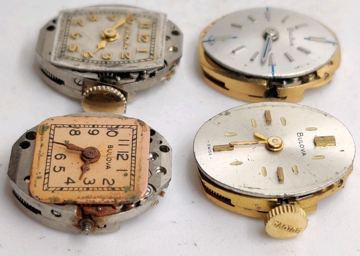 Lot Of 4 Bulova 5BD 5AB movements Run For Repair