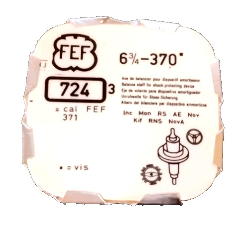 FEF Fleurier 370 Balance Staff INCA & W/SC watch part #724-3ARM/AS 111 #723/586