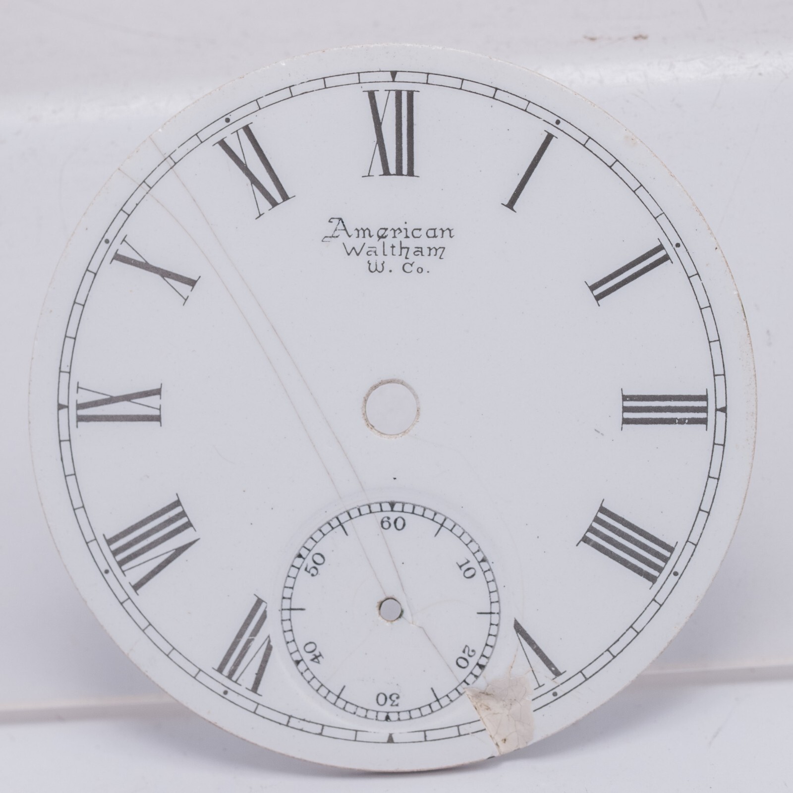 American Waltham 18s Roman Numeral Enamel Pocket Watch Dial 45.2mm Mod 1857 1859