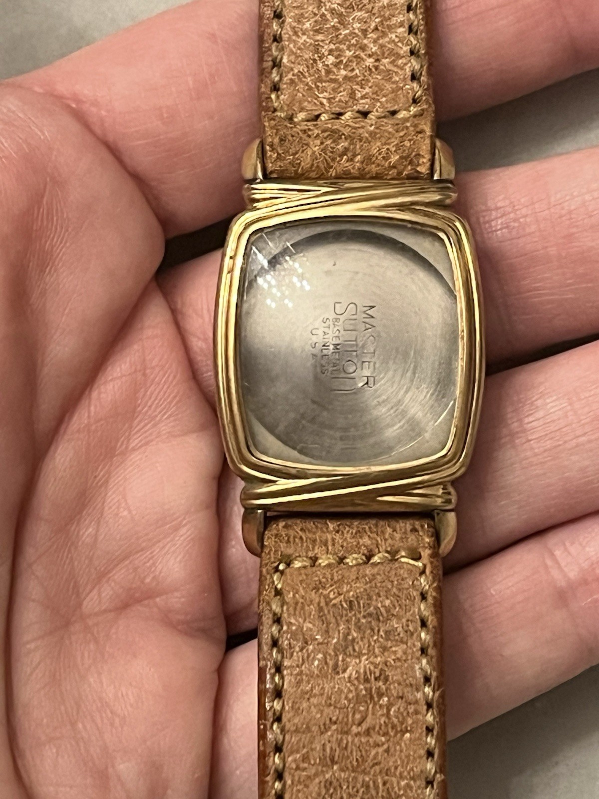 Vintage 10K RGP MASTER SUTTON Empty Watch Case & Pigskin Leather Band