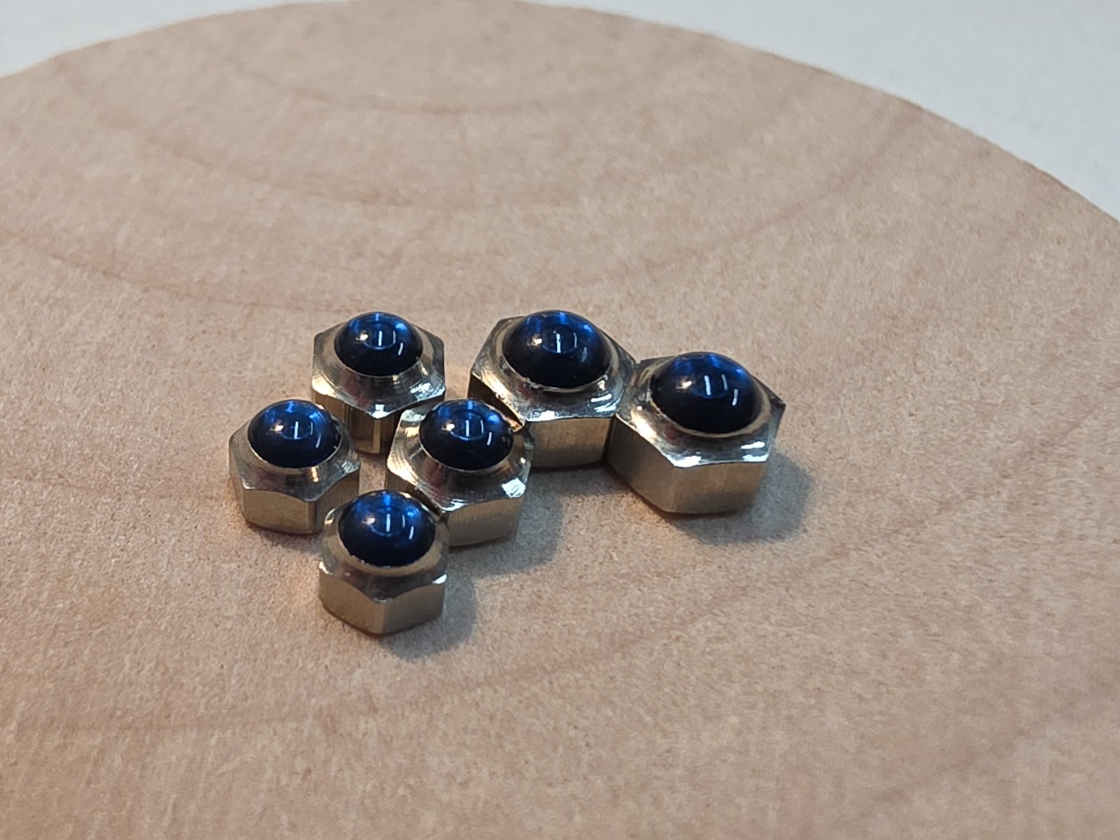 Lot Of 6 NOS Blue Cabochon Silver-Tone Wristwatch Crowns-3 Sizes, 3.44mm-4.42mm