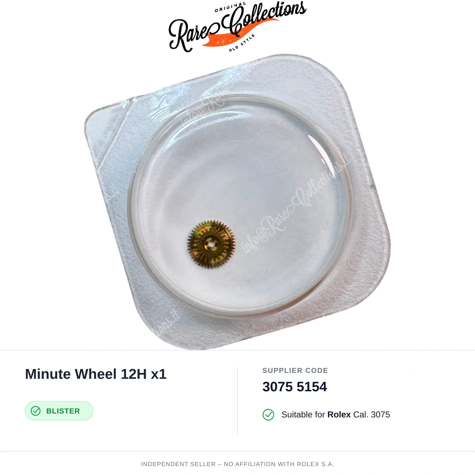 Minute Wheel 12H x1 for Rolex (cod. 3075 5154) — New Blister NOS NOS