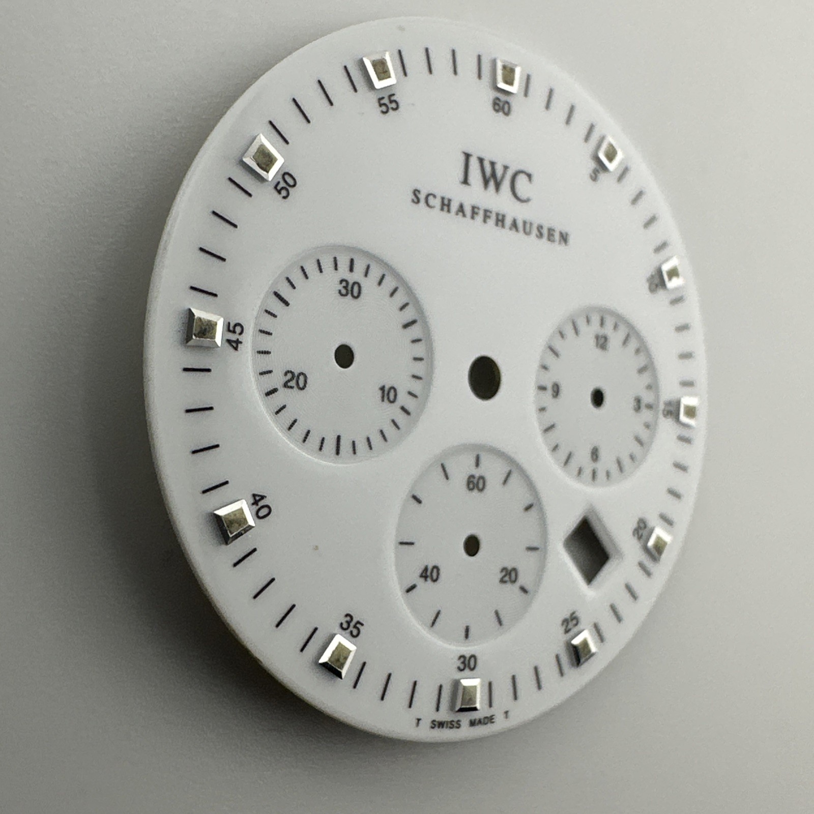 Original IWC Schaffhausen Chronograph Date Silver Watch White Dial 27.5mm