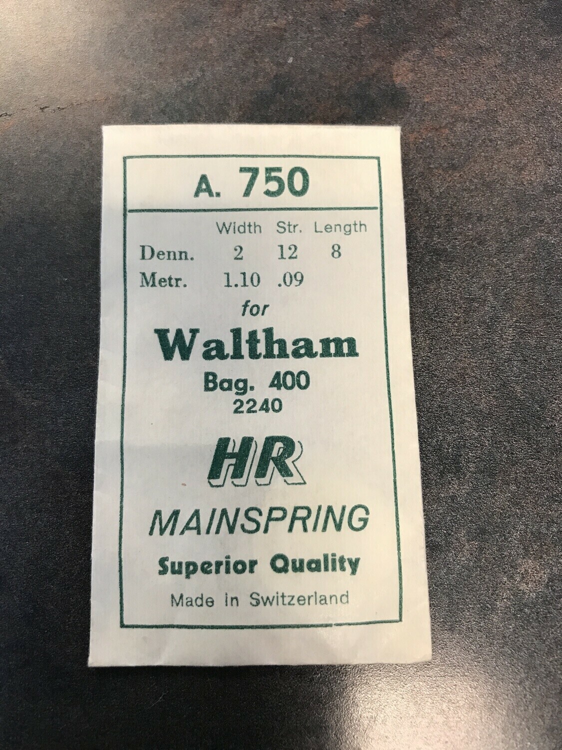 HR Mainspring A750 for Waltham 4 Ligne Baguette Model 400 #2240 – Steel