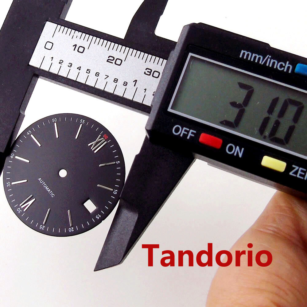 31mm Bliger Silver Blue Black Dial Hands Fit NH35A NH36A Movement Date Window