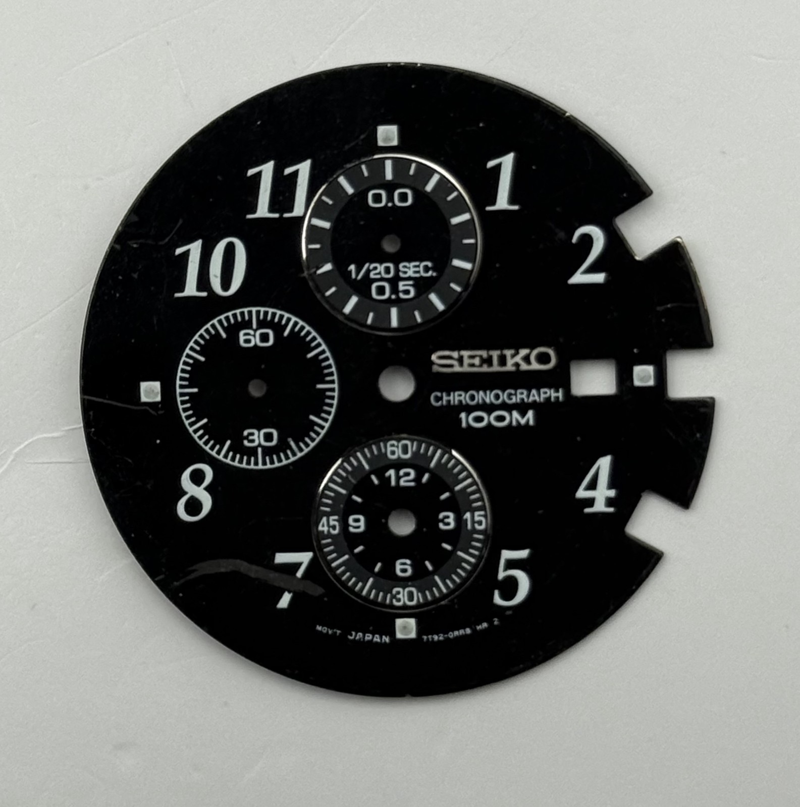 Seiko 7T92-0AR8 Watch Dial Chronograph 100M Black Spare Parts Repair 32.9mm