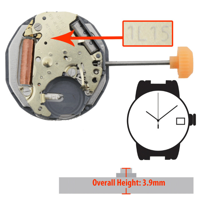 Genuine Miyota 1L15 Quartz movement 3.9 mm