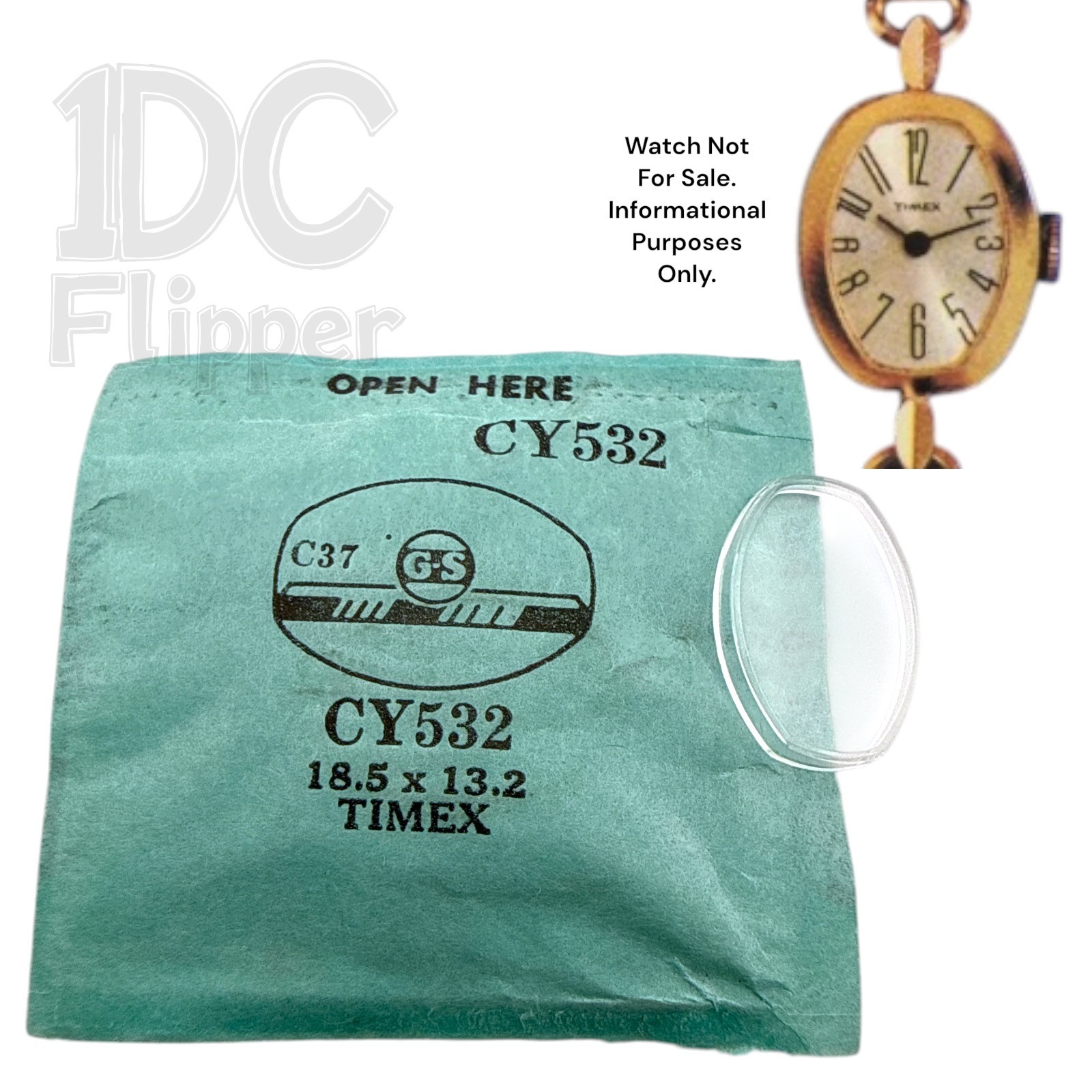 Timex Watch Crystal G-S CY532 18.5 x 13.2mm Ladies 1970s NOS Read!