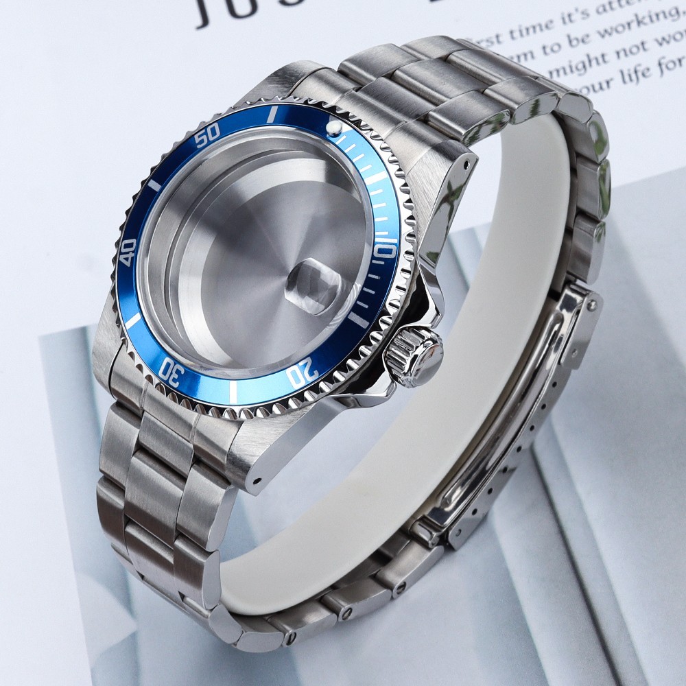Aviator SUB Watch Cases 39mm+Oyster Bracelet Sapphire Steel For Seiko NH35 NH36