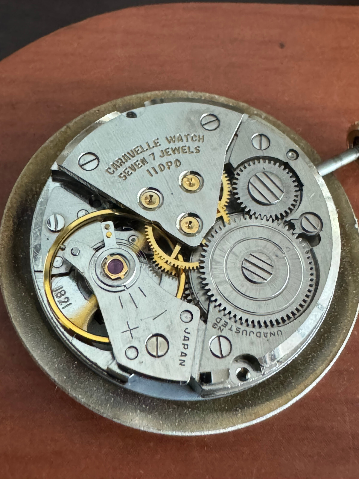 VINTAGE MEN’S BULOVA CARAVELLE WRIST WATCH MOVEMENT, CAL. 11DPD, KEEPING TIME