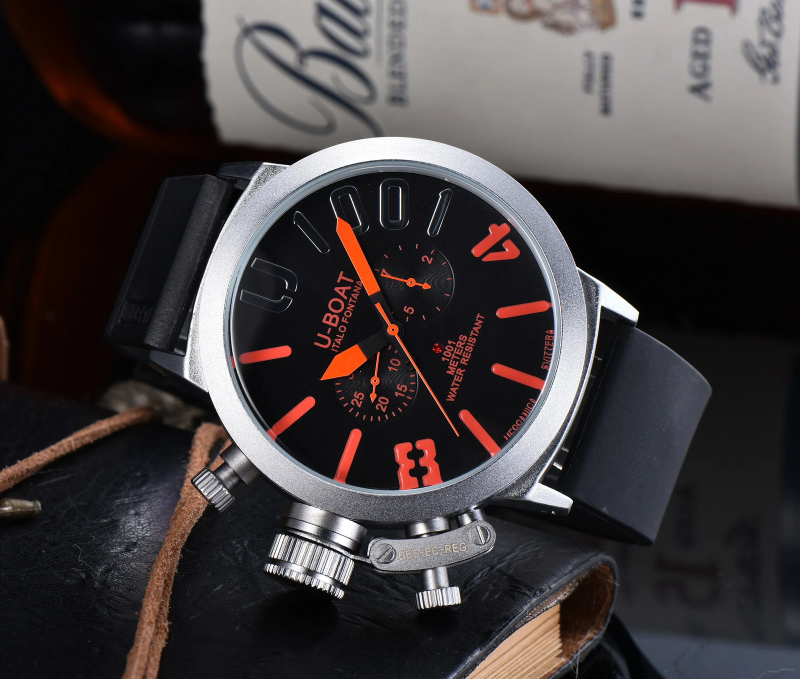 U-Boat Classico 1001 Style Men’s Watch Big Dial Stainless Steel Case Rubber Band