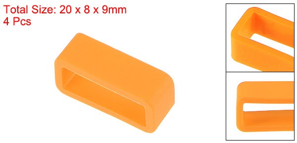 Watch Band Strap Loops Silicone for 16mm Width Watch Band, Orange 4 Pcs