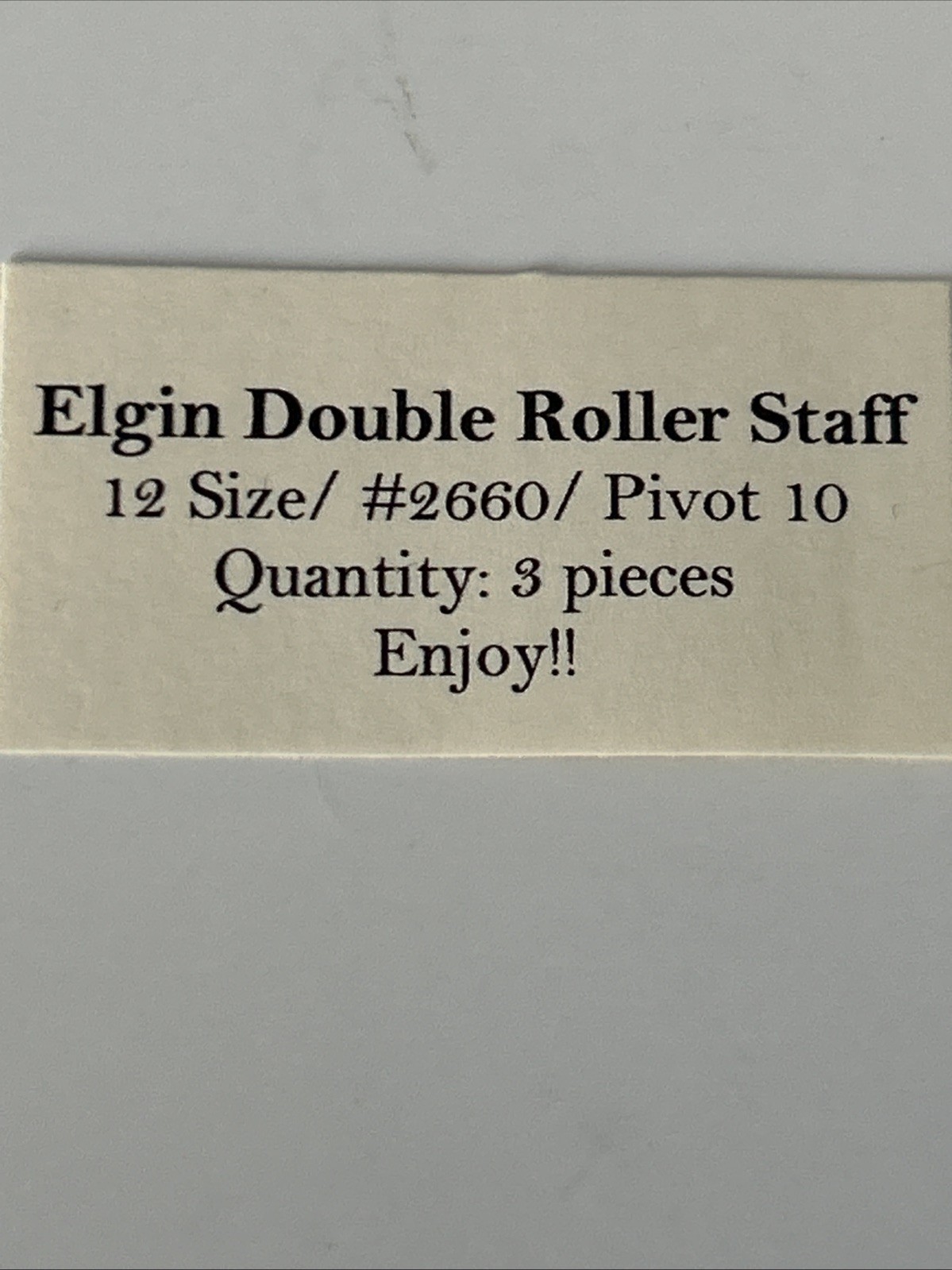 Elgin 12 Size Double Roller #2660 Pocket Watch Balance Staffs Qty: 3 in Pkg NOS