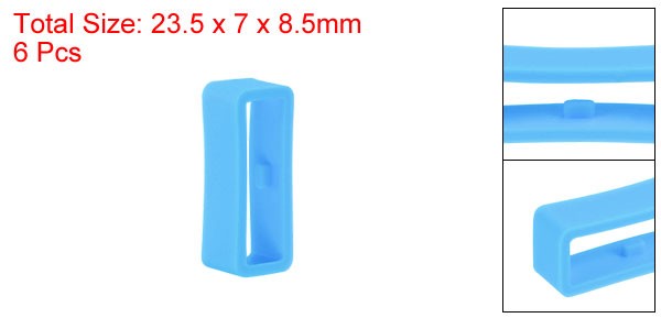 6pcs Watch Strap Loop Fastener Rings 18mm Rubber Watch Holder Keeper Light Blue