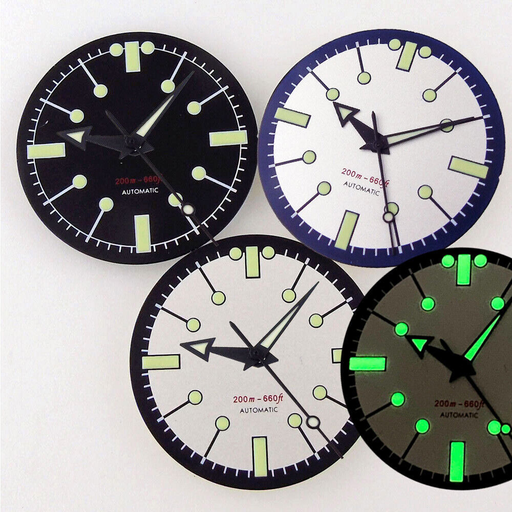 Tandorio 31MM 3.8/4.1 o’clock White Watch Dial Green Lume Marks Fit NH35 NH36