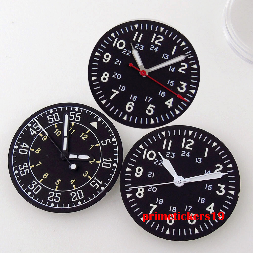 29mm Black Dial Hands Set Green Luminous Fit NH35 NH36 ETA2824 PT5000 Movement