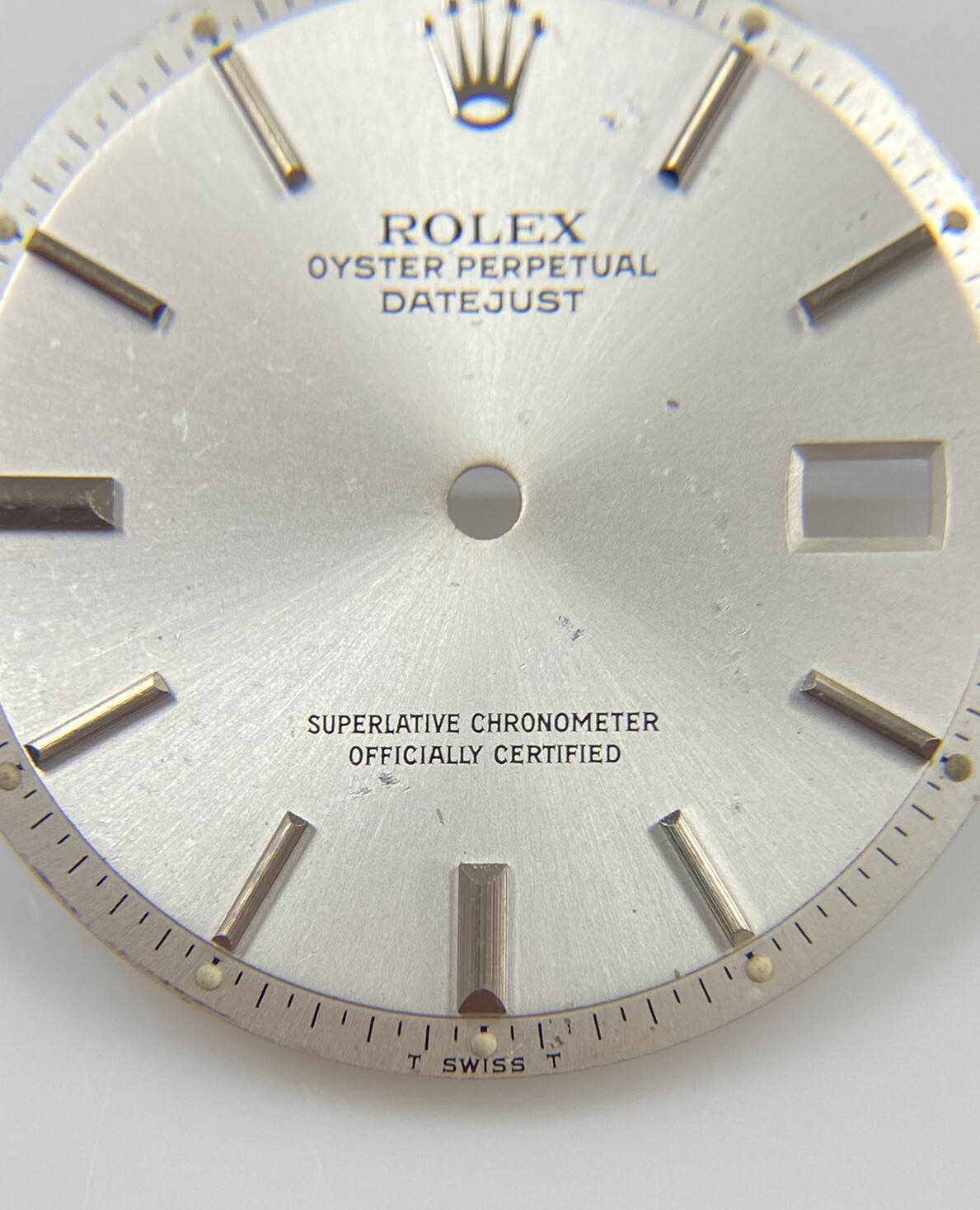 Genuine Vintage Rolex 36mm Datejust Silver Pie Pan Watch Dial 1600 1601 1603 #36