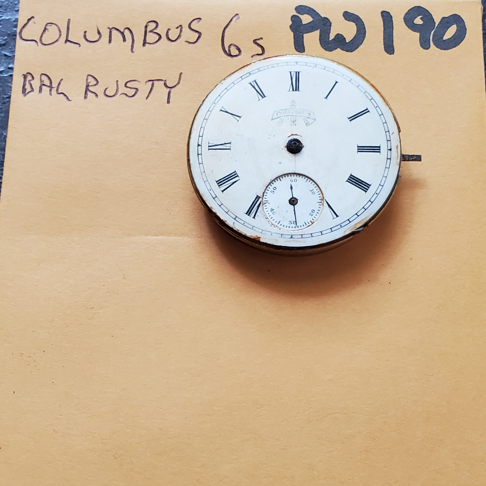 COLUMBUS 6s POCKET WATCH MOVEMENT PW190