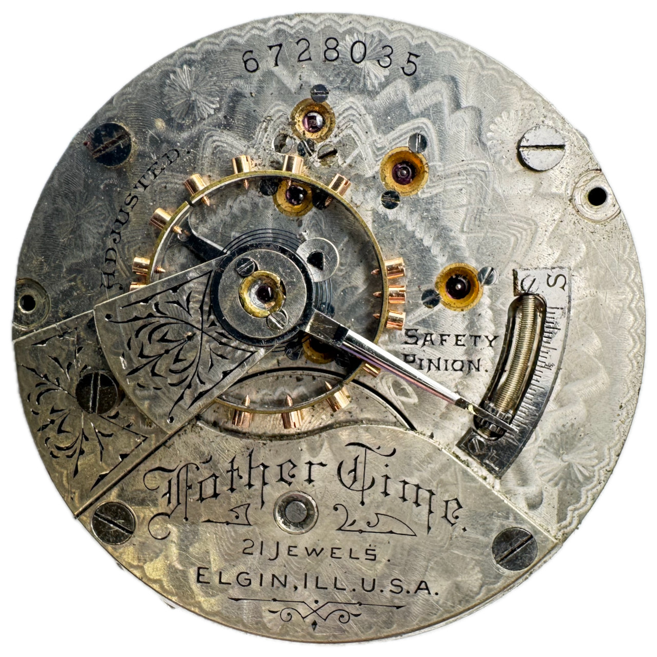 18 Size Elgin Father Time Multicolor Railroad Hunter Pocket Watch Movement 164