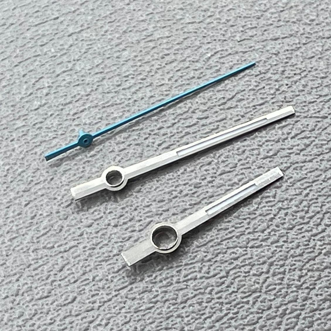 2 Sets/Pack Blue Second Silver Trim Green Lume Hands for Miyota 8285 Movement