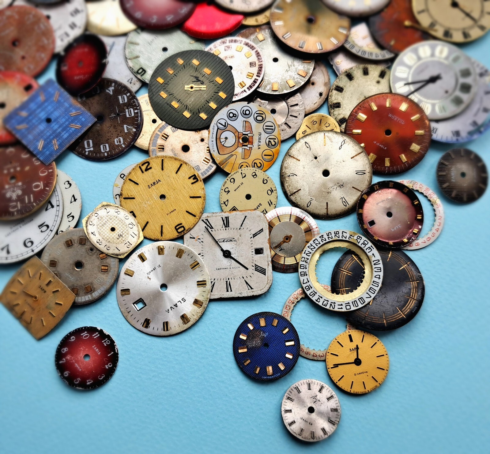 Vintage Watch Dials Lot 150g – Steampunk Art Supplies – Antique Faces for watch