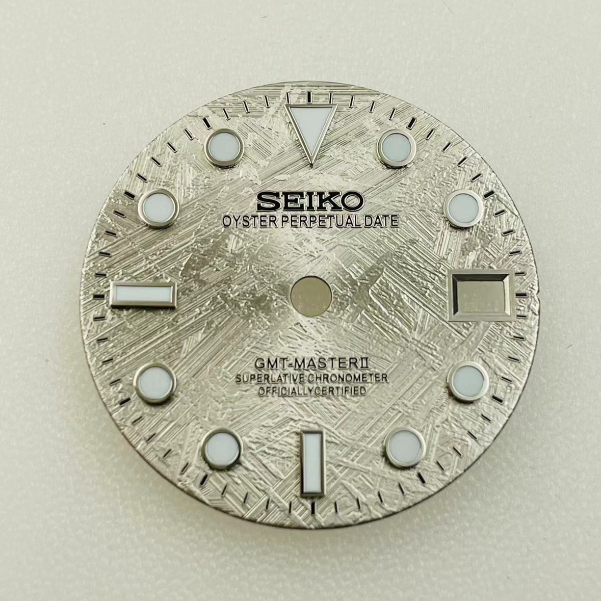 28.5mm GMT Meteorite pattern Watch Dial Blue Green Lume for Nh35 Nh36 Movement