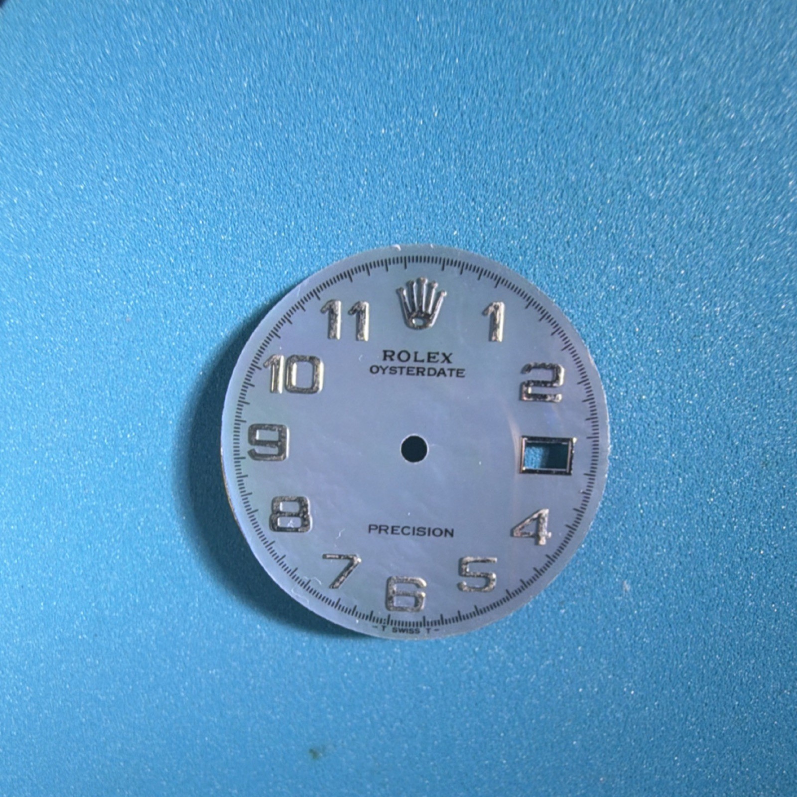 28mm Blue Date Dial w/ Silver Numerals Date Window Rolex Replacement Dial