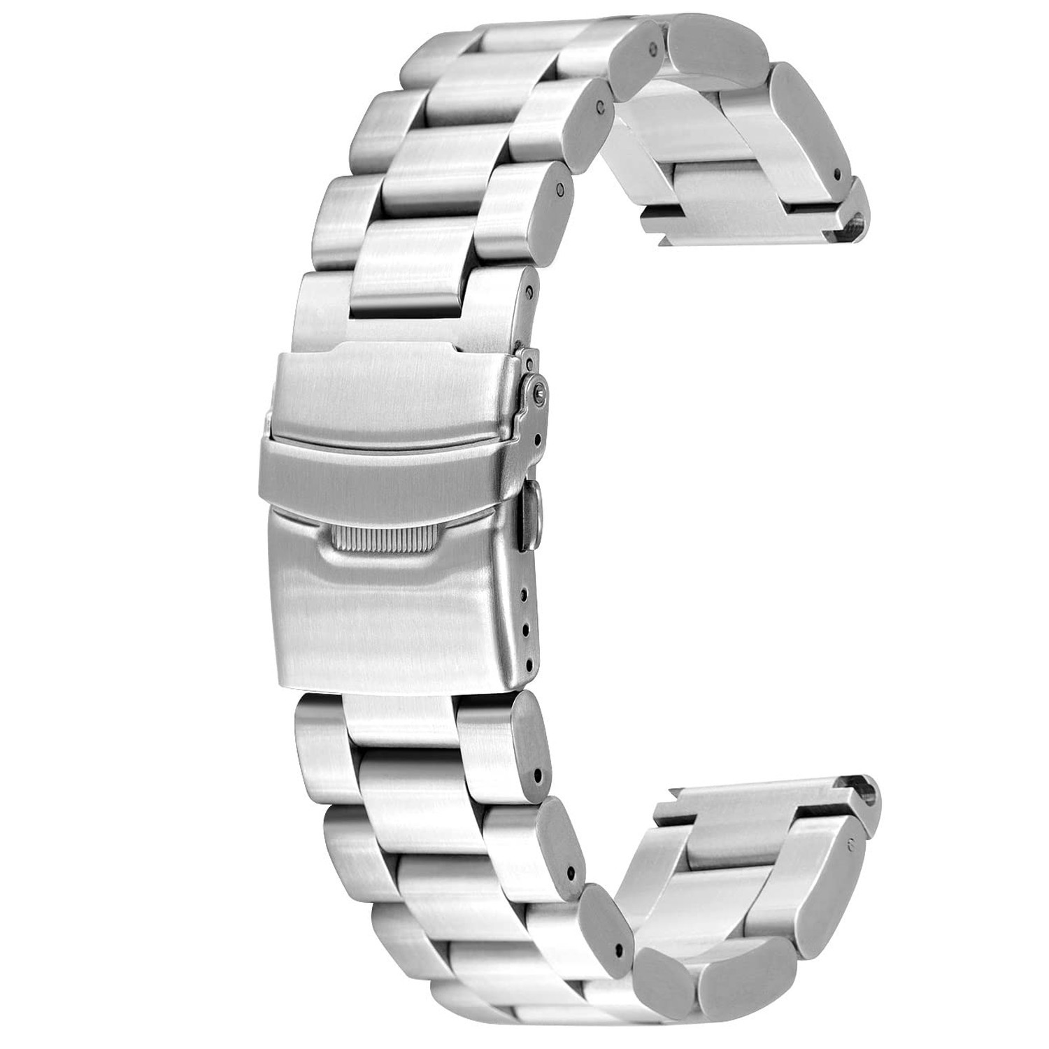 20mm 22mm 24mm Metal Watch Band Black Silver Super Thick 5.5mm Average Brushe…