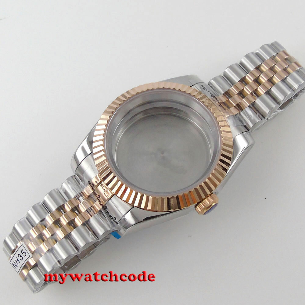 40mm sapphire glass two tone Watch Case fit NH35 NH36 eta 2824 8215 movement